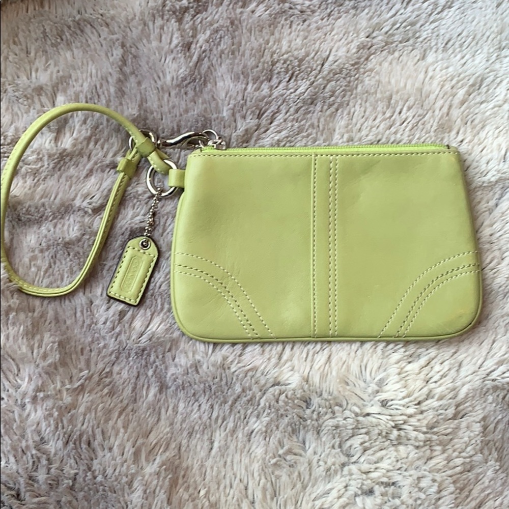Authentic Coach lime green Wristlet